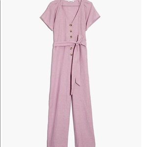 Madewell Linen-Cotton Pleat Sleeve Jumpsuit